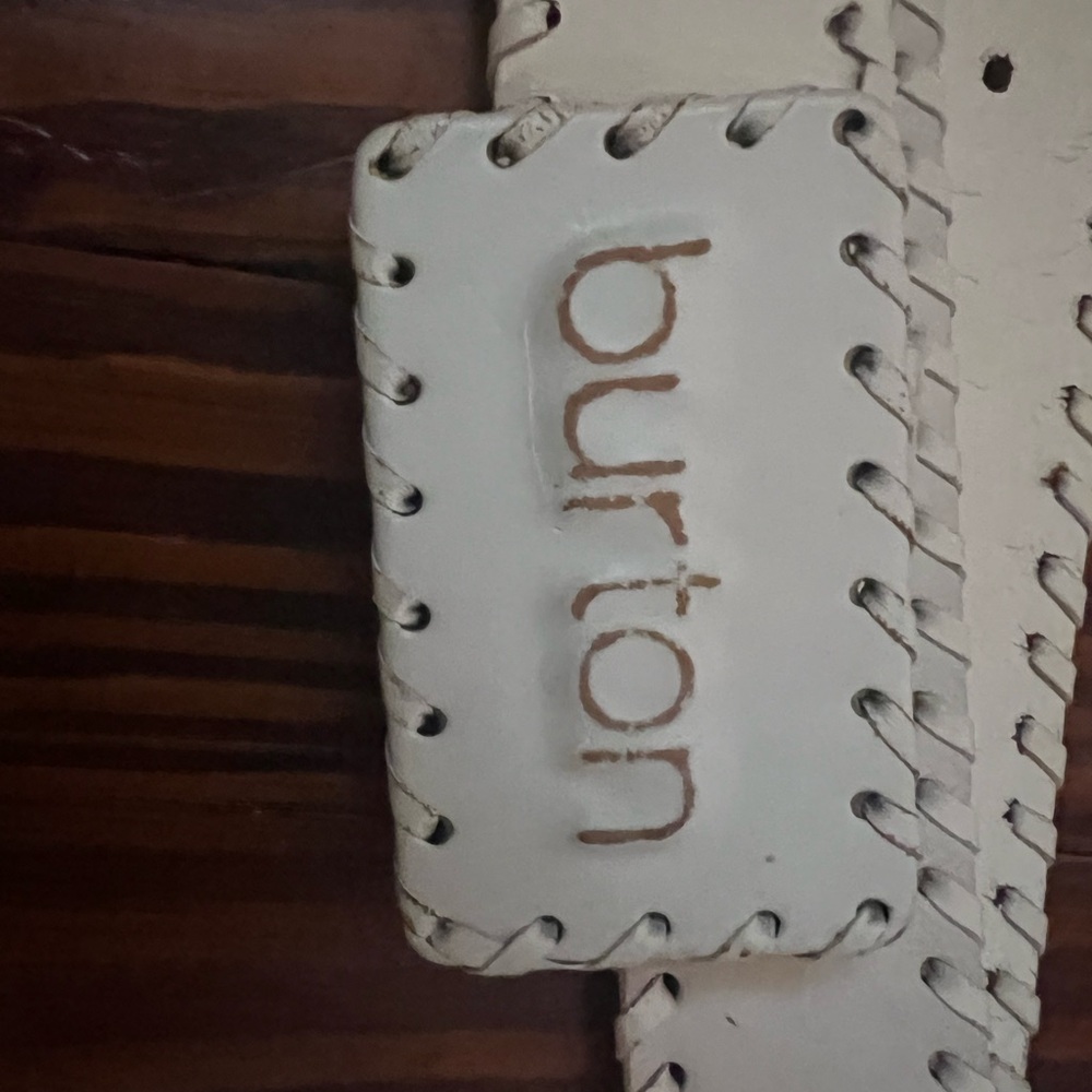 Burton White Leather Belt with Grommet Details